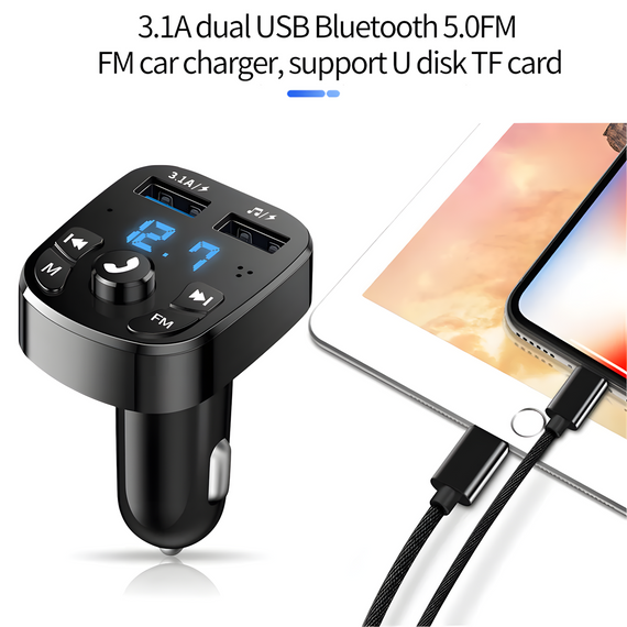 Bluetooth FM-трансмітер для автомобіля з функцією гучного зв'язку та двома USB-портами | Зображення 2