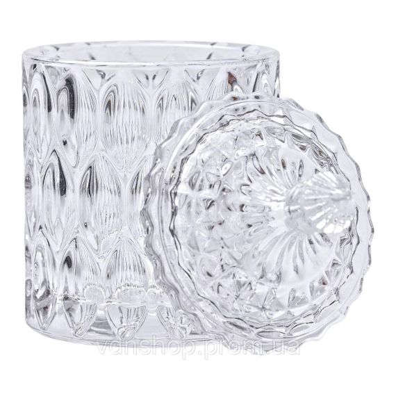 Конфетница с крышкой Ø 7.5 см ваза сахарница круглая стеклянная HP-4-102 | Зображення 2