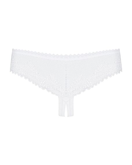 Мереживні трусики з доступом Obsessive Alabastra, білий, S/M | Зображення 5