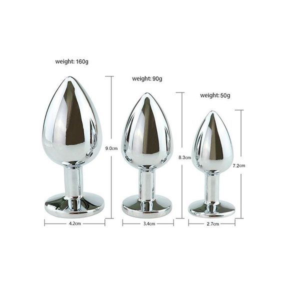 Набір сталевих анальних пробок - Червоний - 3 шт. (S/M/L) - Анальні іграшки | Зображення 2