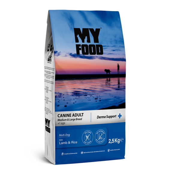 Сухий Корм Myfood Суперпреміум для дорослих собак середніх та великих порід з Ягням та Рисом 2,5 кг