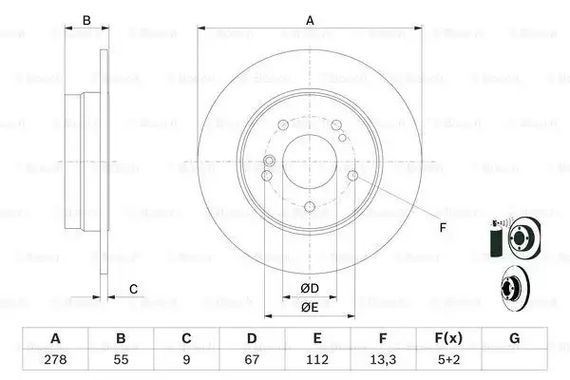 Диск гальмівний CHRYSLER CROSSFIRE, MERCEDES-BENZ CLC-CLASS, BOSCH (0986478325) | Зображення 4