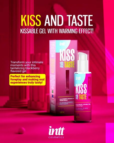 Масажний гель, що зігріває Intt KISS AND TASTE! їстівний, з ароматом ожини, 50 мл Sex Aura | Зображення 2