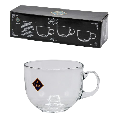 Набір чашок 3 предмети 450мл скло DP-01  Оптима | Зображення 1