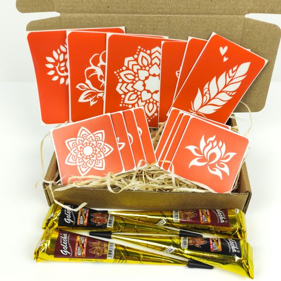 Набір хни з трафаретами для біо-тату №4 henna-set-04 | Зображення 1