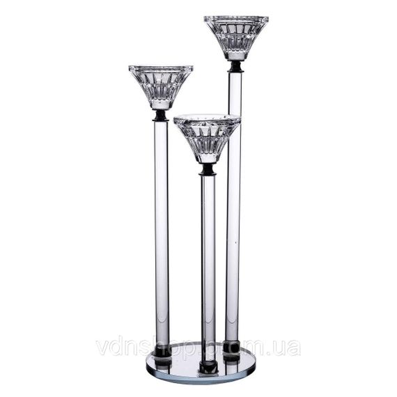 Подсвечник стеклянный на 3 свечи 12×37 см подсвечник декоративный прозрачный на ножке HP-4-17