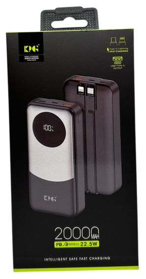 Power Bank 20000 mAh 22,5W QC потужний з кабелями KPG-202X зарядка зовнішній акумулятор павербанк швидка зарядка | Зображення 4