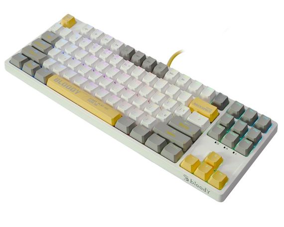 Механічна ігрова клавіатура Bloody S87 (Energy White), червоні світчі, RGB підсвічування клавіш, USB, білий | Зображення 1
