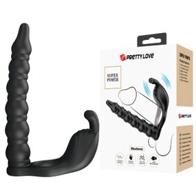 Віброкільце з кліторальним та анальним стимулятором PRETTY LOVE Blackney, чорне sexstyle
