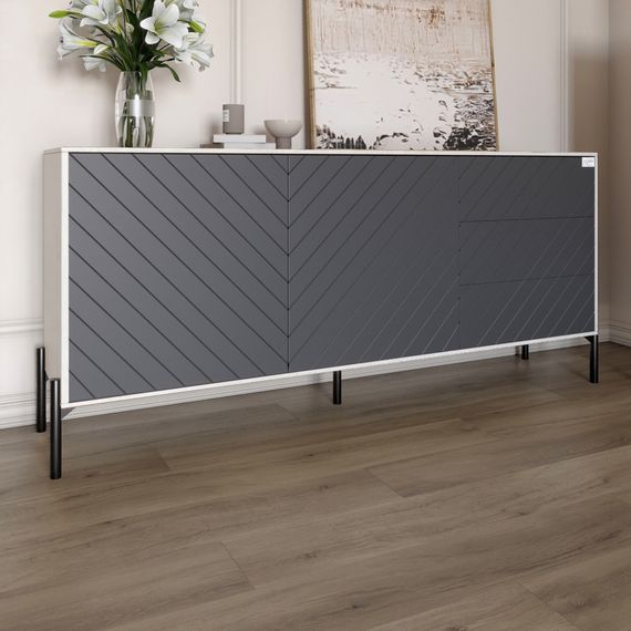 Комод з чорними металевими ніжками LION Амарант 168x40x76,5 см Бетон Style/Графітовий (LION-041884)