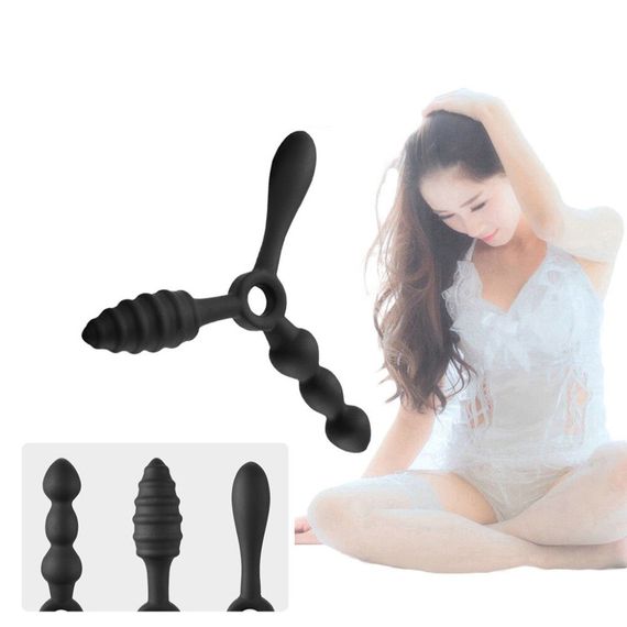 Силиконовая Анальная пробка 3 в 1 | Зображення 3