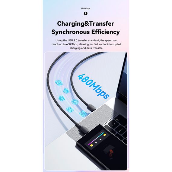 Дата кабель USB-C to USB-C 2.0m 100W white Essager (EXCTT1-WLA02-P) | Зображення 6