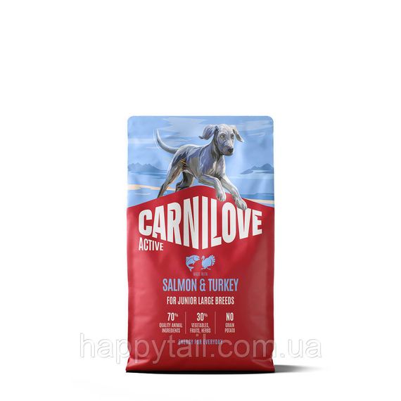 Беззерновой сухой корм Carnilove Salmon & Turkey Junior Large Breed для щенков крупных пород лосось и индейка 4 кг