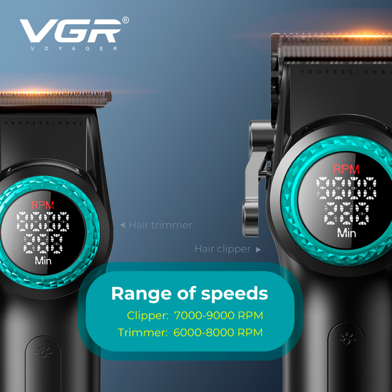 Набір VGR STEPLERSS RPO 4 IN 1 BLACK, машинка для стрижки, тример, електробритва, фен | Зображення 6