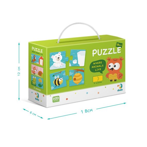 Детский пазл Зверята и их домики DoDo 300117, 24 детали | Зображення 4