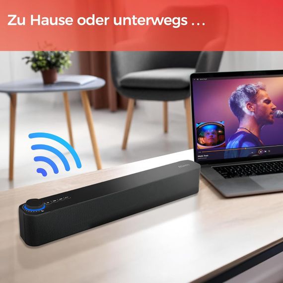 Саундбар Atlantis с Bluetooth 5.3, FM-радио, аккумулятором 2400 мАч портативная колонка для ПК телевизора 20Вт | Зображення 1