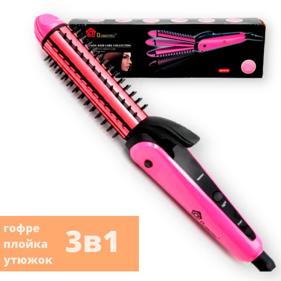 Плойка для волос 3в1 (гофре, плойка, утюжок) Domotec MS-4906 розовая 25W (MS-4906_469) | Зображення 1