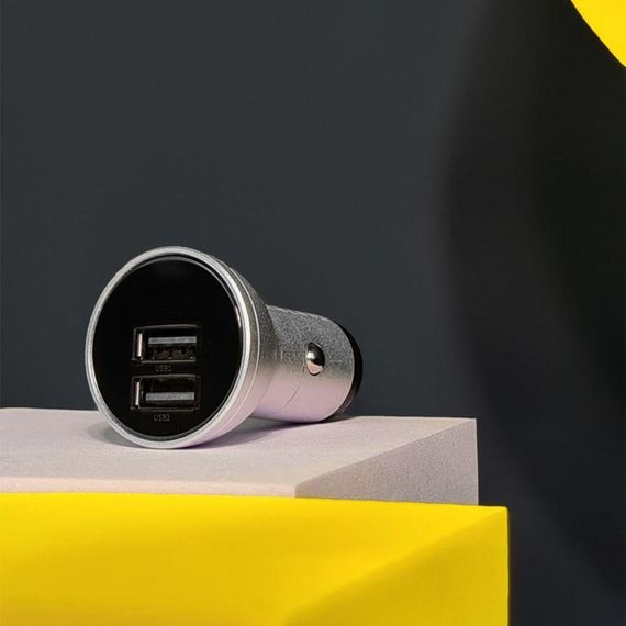 Автомобільна зарядка для телефону Baseus Digital Display Dual USB 4.8A Car Charger 24W, Темно-сірий | Зображення 3