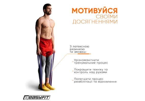 Гумова петля-еспандер Easyfit Origin 15-45 кг гумка для підтягувань, фітнесу та тренувань Фіолетова (EF-2654-4) | Зображення 5