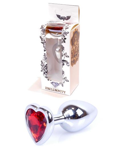 Анальна пробка - Jewellery Silver Heart Plug Red Sex Aura