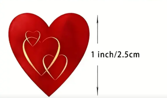 Наклейки, стікери сердечки  Колір червоний 100 (шт) | Зображення 1