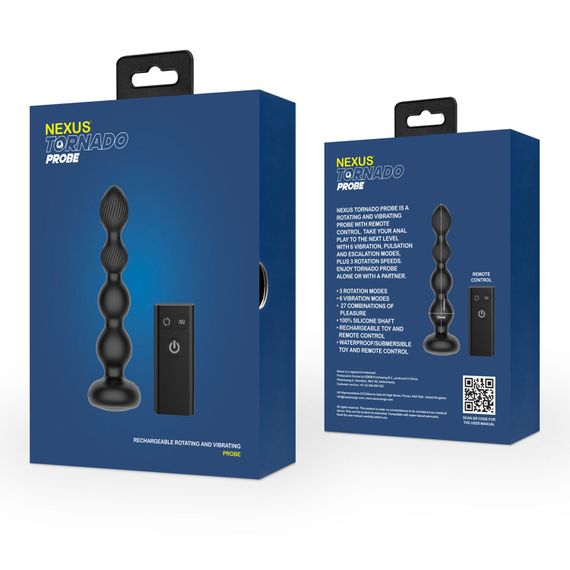 Анальний віброротатор Nexus Tornado Probe Edition, діаметр 3,5 см, вібрація + ротація, пульт ДУ | Зображення 7