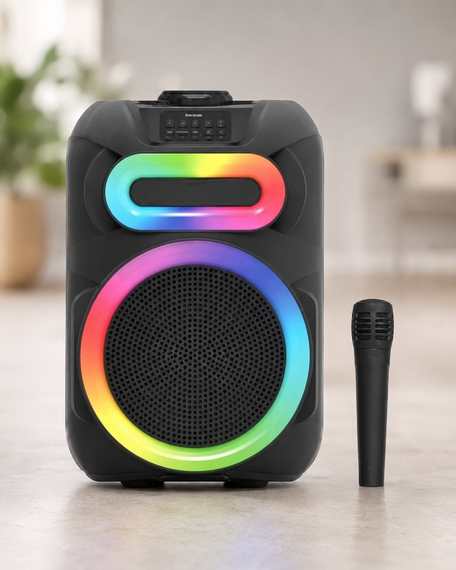Колонка MS-2082BT-W Bluetooth / Акустична система з RGB підсвічуванням / Колонка + бездротовий мікрофон