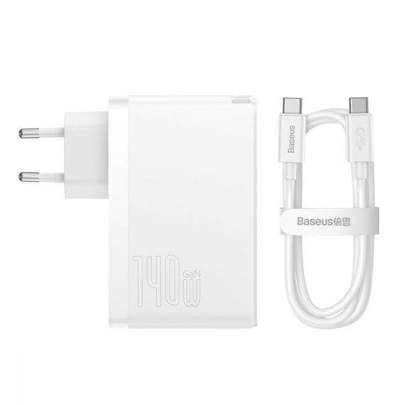 МЗП Baseus GaN5 Pro 140W (2 x Type-C + USB) + Кабель Type-C + Type-C) | Зображення 7
