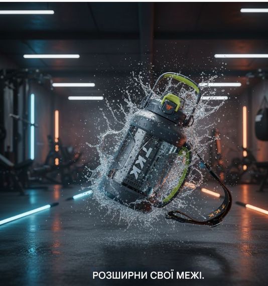 Спортивная бутылка TKK (2000 мл) - Серый матовый Tritan BPA-free, с эргономичной ручкой и клапаном | Зображення 8