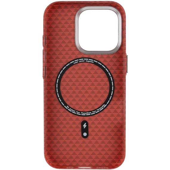 Чохол TPU+PC KVZV Triangular Pattern with Magnetic Fit для Apple iPhone 15 Pro (6.3") Red | Зображення 2