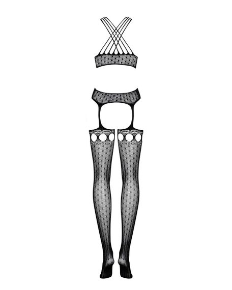 Бодістокінг Obsessive Bodystocking G313 , шнурівка, геометричний декор, S/M/L | Зображення 5