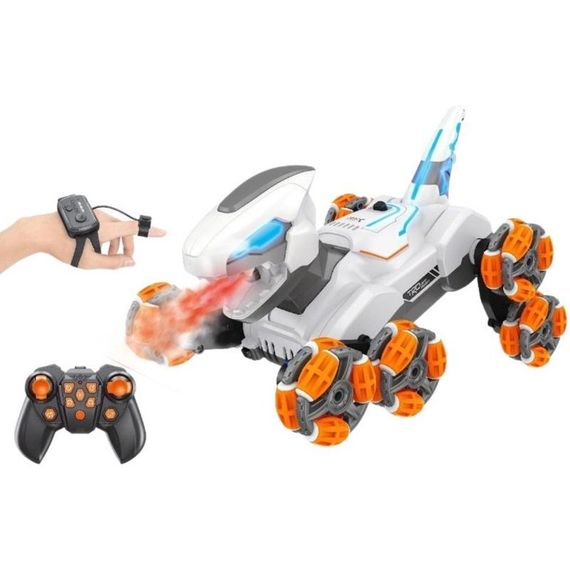 Дитячий восьмиколісний динозавр на радіокеруванні SHT 2590 2.4G (with 2 remote) Grey / Orange | Зображення 1