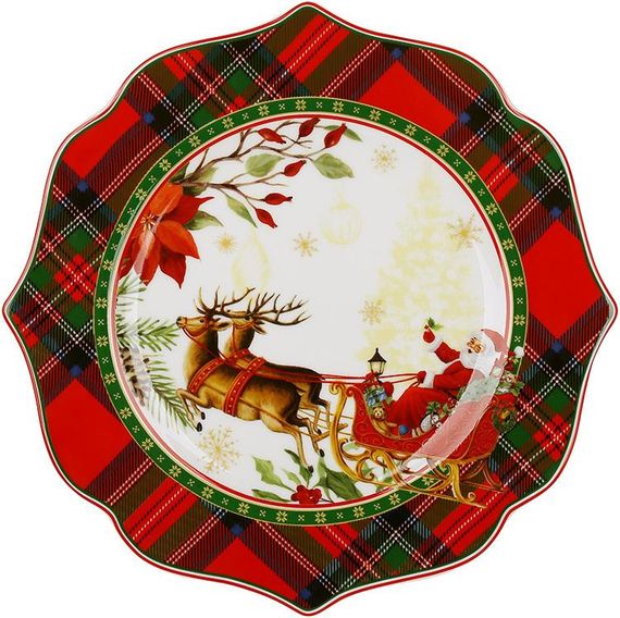 Тарілки порцелянові "Christmas Story" 4 тарілки Ø21см, червоний з білим