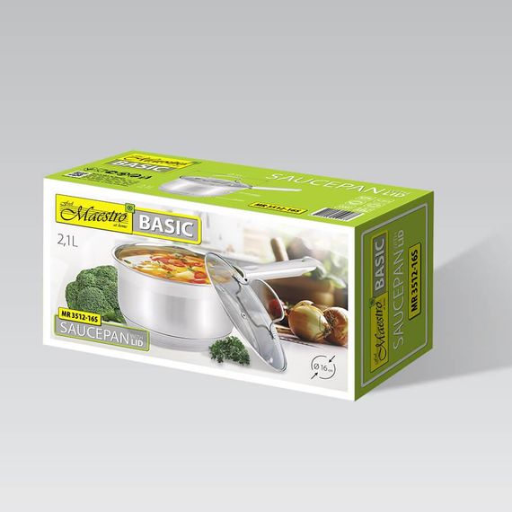 Кухонний ковш Maestro MR-3512-16S, 2.1 л, 16 см, з нержавіючої сталі з кришкою, для всіх типів плит | Зображення 3