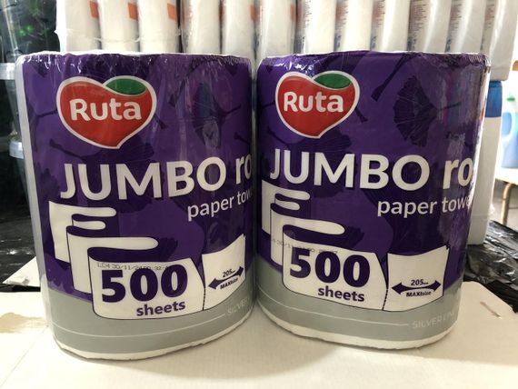 Паперові рушники Ruta Jumbo Roll — 500 аркушів, максі-розмір 205 мм, Україна