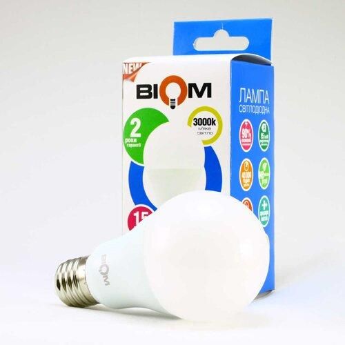 Светодиодная лампа Biom BT-515 A65 15W E27 3000К матовая | Зображення 1