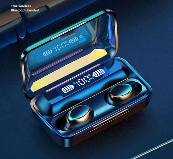 Навушники F9 TWS V5.0 Бездротові сенсорні Bluetooth з індикатором заряду чорні водонепроникні (NB-1) | Зображення 1