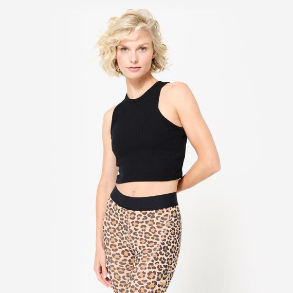 Майка жіноча для фітнесу укорочена чорна - XL