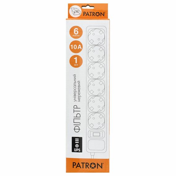 Мережевий фільтр живлення Patron 1 m3*1mm2 (SP-1063U) 6 розеток BLACK (EXT-PN-SP-1063U) | Зображення 1
