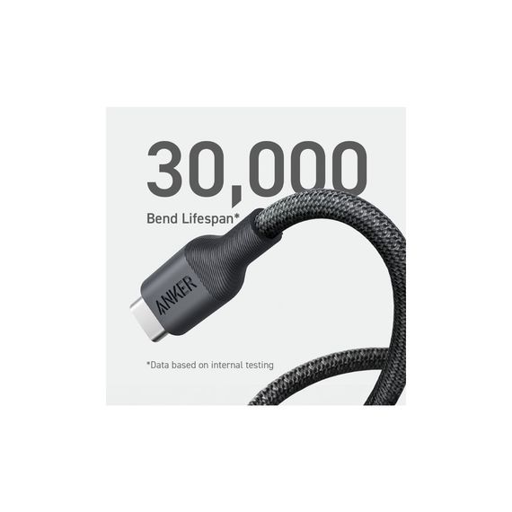Дата кабель USB-C to USB-C 1.8m 140W bio-nylon 544 black Anker (A80F6H11) | Зображення 1