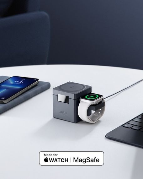 Бездротовий зарядний пристрій Anker MagGo Wireless Charging Station 15W 3-in-1 Cube Black | Зображення 4