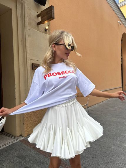 Женская свободная футболка оверсайз Prosecco mood  SH318 цвет белый, размер 42/46 onesize | Зображення 2