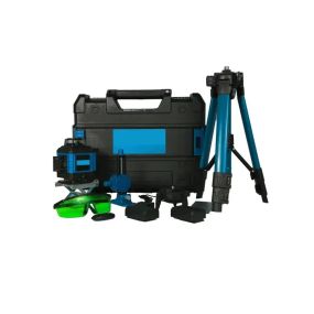 Лазерний 4D рівень акумуляторний -2 АКБ, 16 ліній, пульт дистанційного керування, цифровий дисплей, штатив, повний набір для