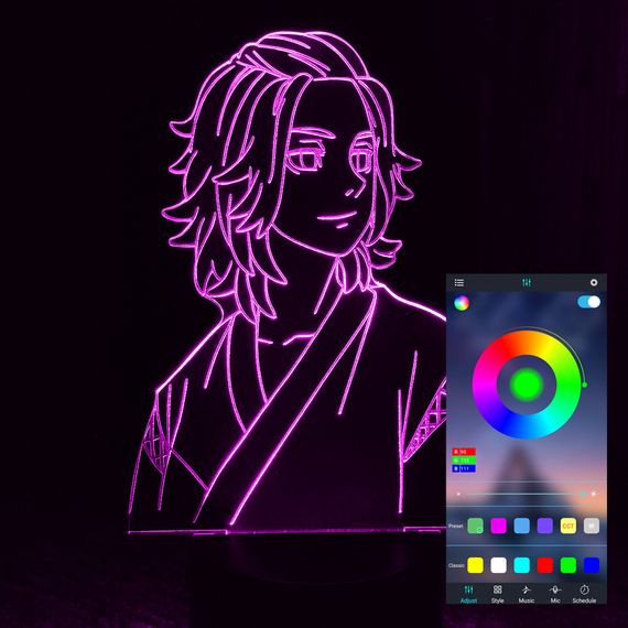 Акриловий світильник-нічник керування з телефона Манджиро Сано (Manjiro Sano) tty-n000549