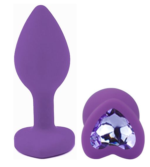 Силіконова анальна пробка EGZO - Silicone Violet Heart Plug Amethyst, size S Sex Aura | Зображення 1