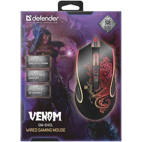 Мишка Defender Venom GM-640L Black (52640) | Зображення 4
