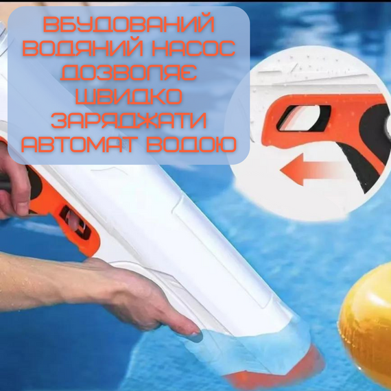 Водяний Бластер на Акумуляторі Потужний Електричний Пістолет Водний з LED Екраном та Автоматичним Насосом Для Дітей та Дорослих | Зображення 6