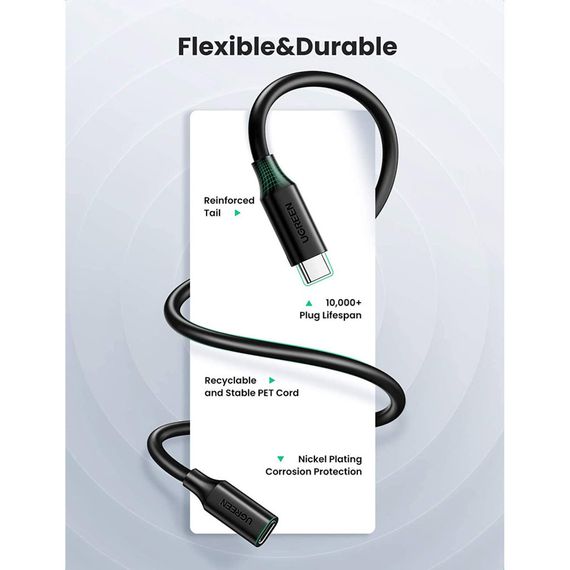 Дата кабель USB-C to USB-C 1.0m USB 3.1Gen2 100W US353 Black Ugreen (10387) | Зображення 7