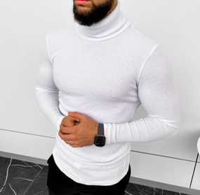 Мужской классический гольф в рубчик FD2021 размер S, цвет белый