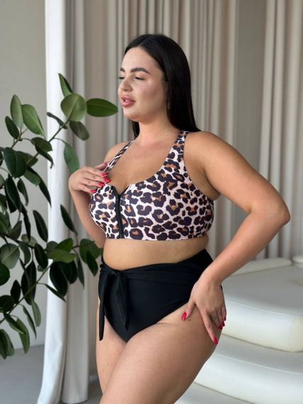 Роздільний леопардовий купальник PLUS SIZE з високими плавками та утяжкою | Зображення 2